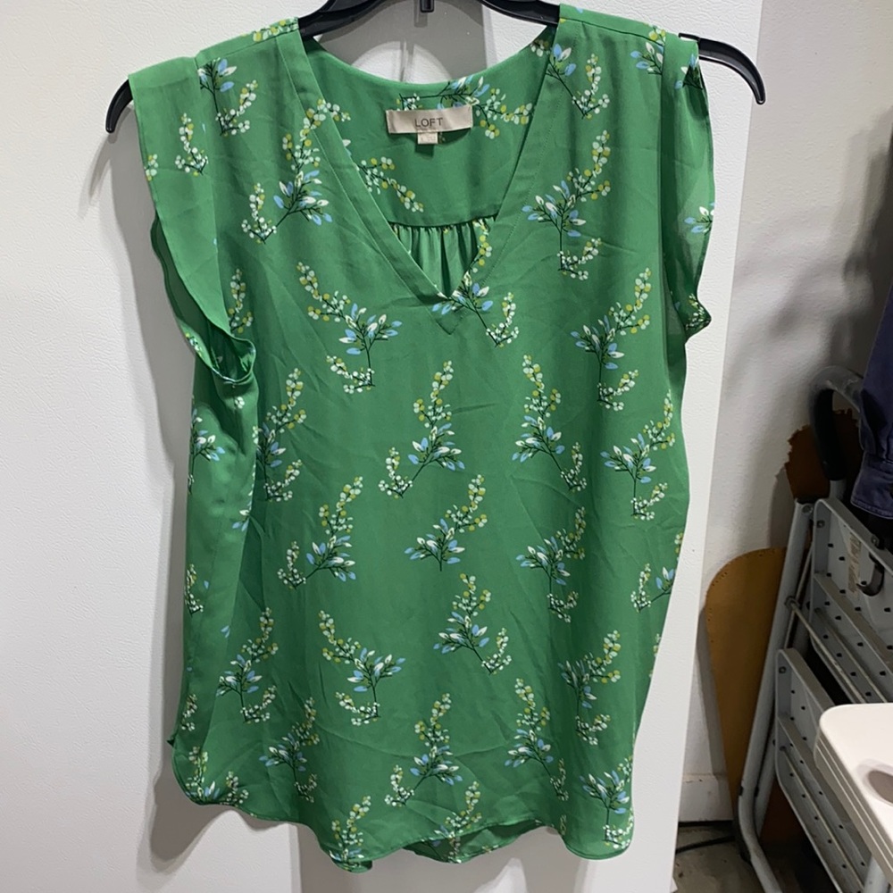 Loft green floral sleeveless